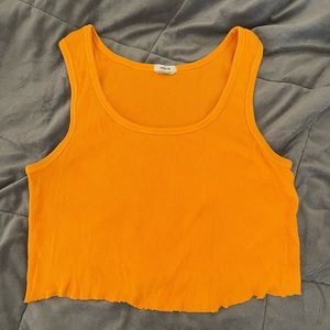 Cute Plain neon orange cut cropped tank